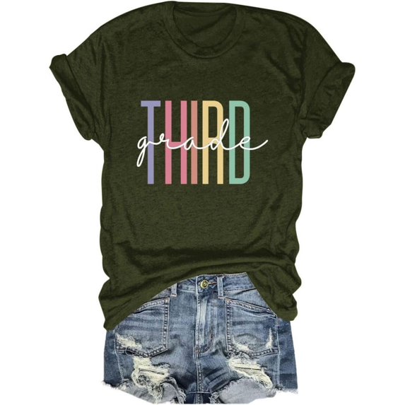 Third Grade T-Shirt for Women 3rd Grade Teacher Shirt Teacher Appreciation Short Sleeve Shirt Teacher Gift Tee