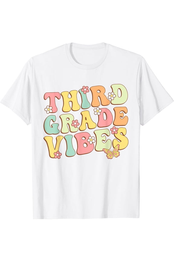 Third Grade Vibes Hello Team 3Rd Grade Teacher Retro T-Shirt Size S-5XL