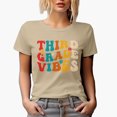 thumbnail image 1 of Third Grade Vibes, Quote for Elementary School Teachers, Groovy Retro Wavy Text Merch Gift, Tan T-Shirt, Large, 1 of 5