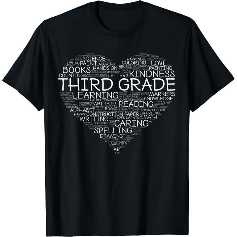 Third Grade Word Heart T-Shirt 3rd Grade Student & Teacher Third Grade Word Heart T-Shirt 3rd Grade Student & Teacher