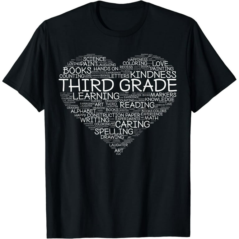 Third Grade Word Heart T-Shirt 3rd Grade Student & Teacher Third Grade Word Heart T-Shirt 3rd Grade Student & Teacher