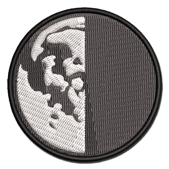 Third Last Quarter Moon Phase Applique Multi-Color Embroidered Hook & Loop Patch - 2.0 Inch Mini