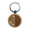 thumbnail image 1 of Third Last Quarter Moon Phase Round Keychain Charm Tag - Engraved Wood, 1 of 6