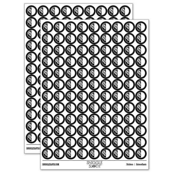 Third Last Quarter Moon Phase 200+ Round Stickers - Black - Gloss Finish - 0.50" Size