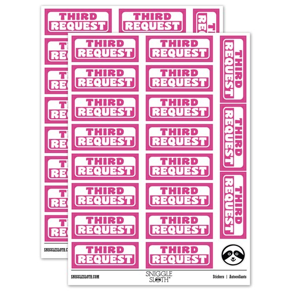 Third Request Payment Billing Sticker Set - Hot Pink - Gloss Finish - 2.00" Large