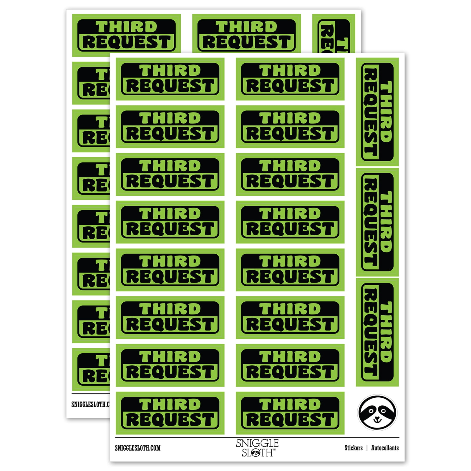 Third Request Payment Billing Sticker Set - Light Green - Matte Finish ...