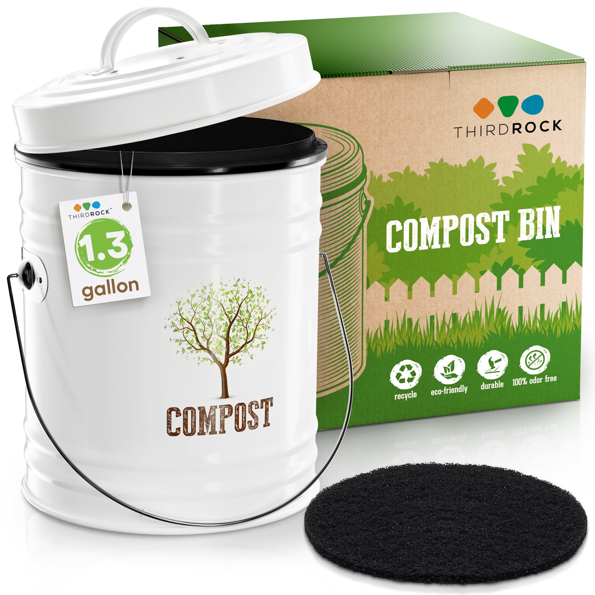 Full Circle Breeze Compost Collector, Countertop, Odor Free, 0.85 Gallon