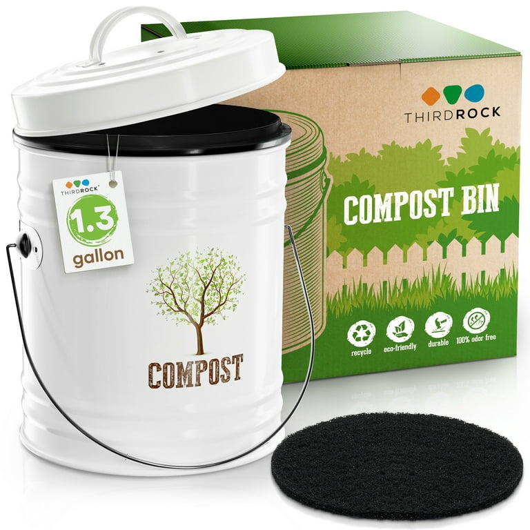 Kitchen Compost Bin, 1.3 Gallon Countertop Compost Bin with Lid