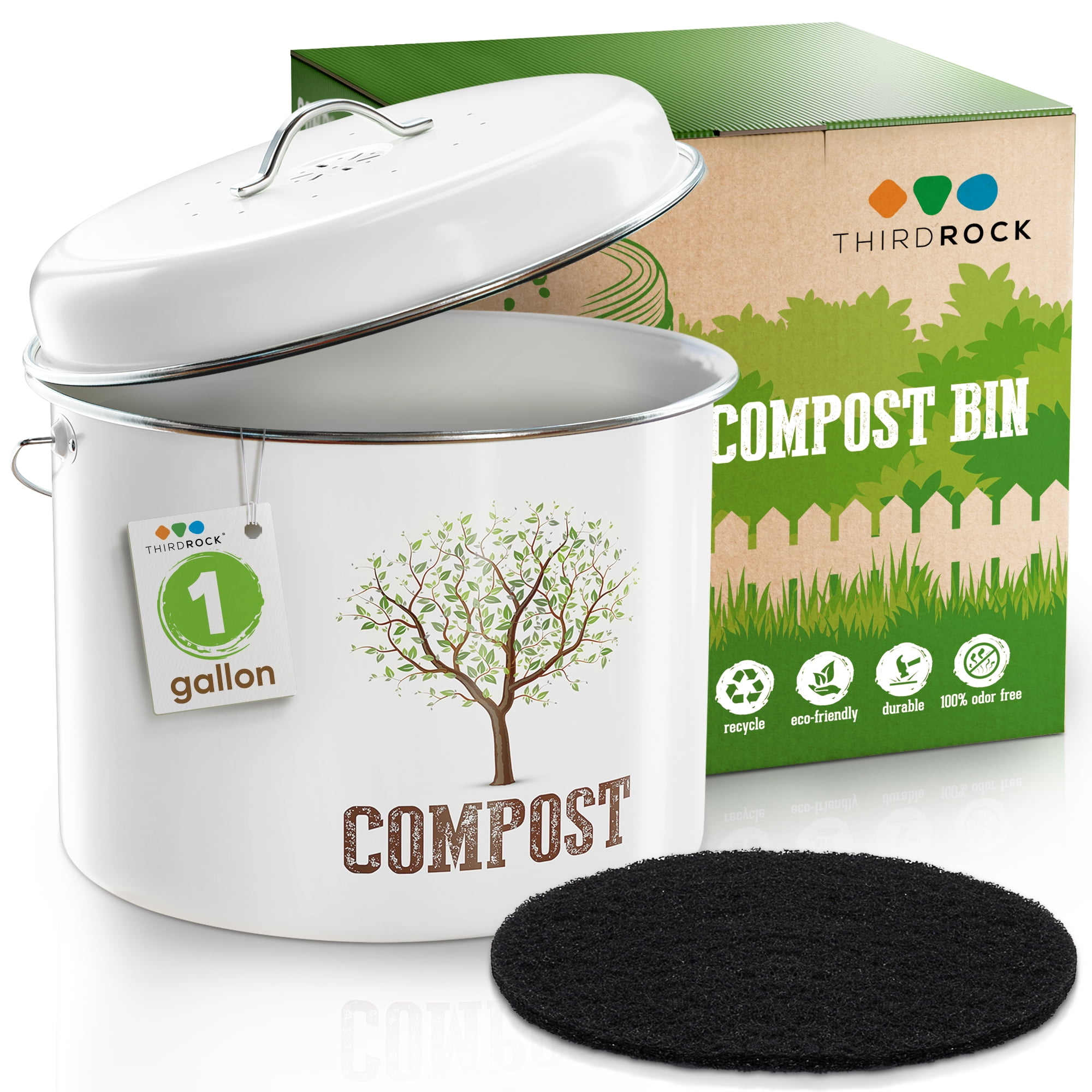 Third Rock Compost Bin Kitchen – 1.0 Gallon Countertop Compost Bin