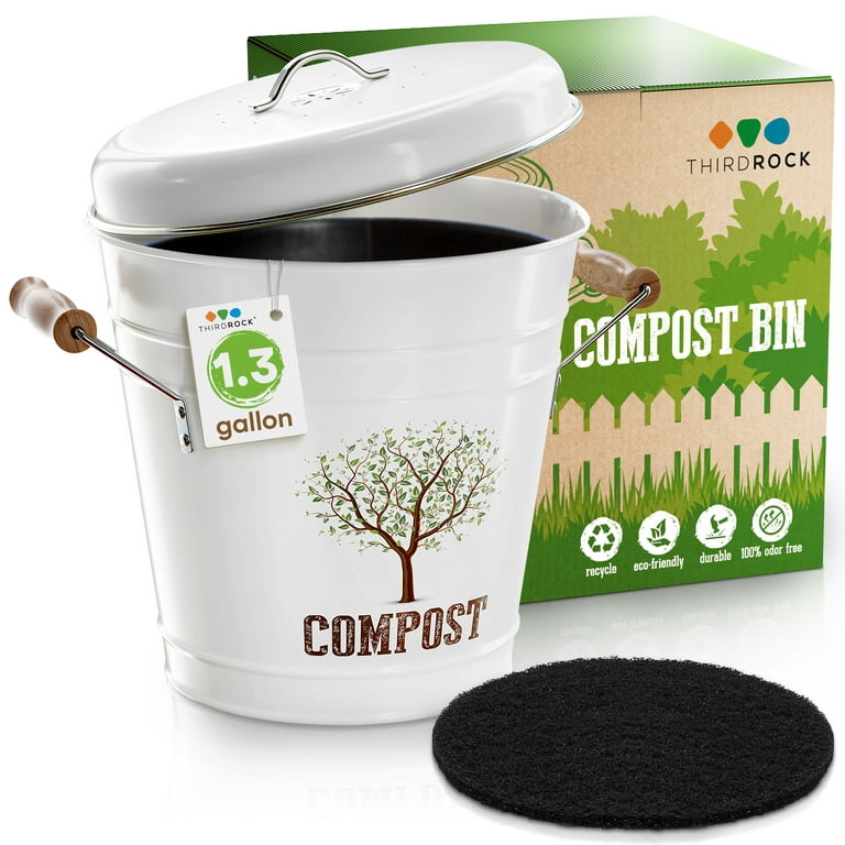 Indoor Compost Bin No Smell, Compost Pail for Kitchen Counter, 1.3