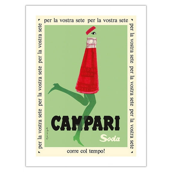 For Your Thirst (Per la Vostra Sete) - Campari Soda - Vintage Advertising Poster by Franz Marangolo c.1950 - Fine Art Matte Paper Print (Unframed) 24x32in