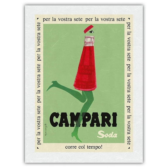 For Your Thirst (Per la Vostra Sete) - Campari Soda - Vintage Advertising Poster by Franz Marangolo c.1950 - Japanese Unryu Rice Paper Art Print 24 x 32 in