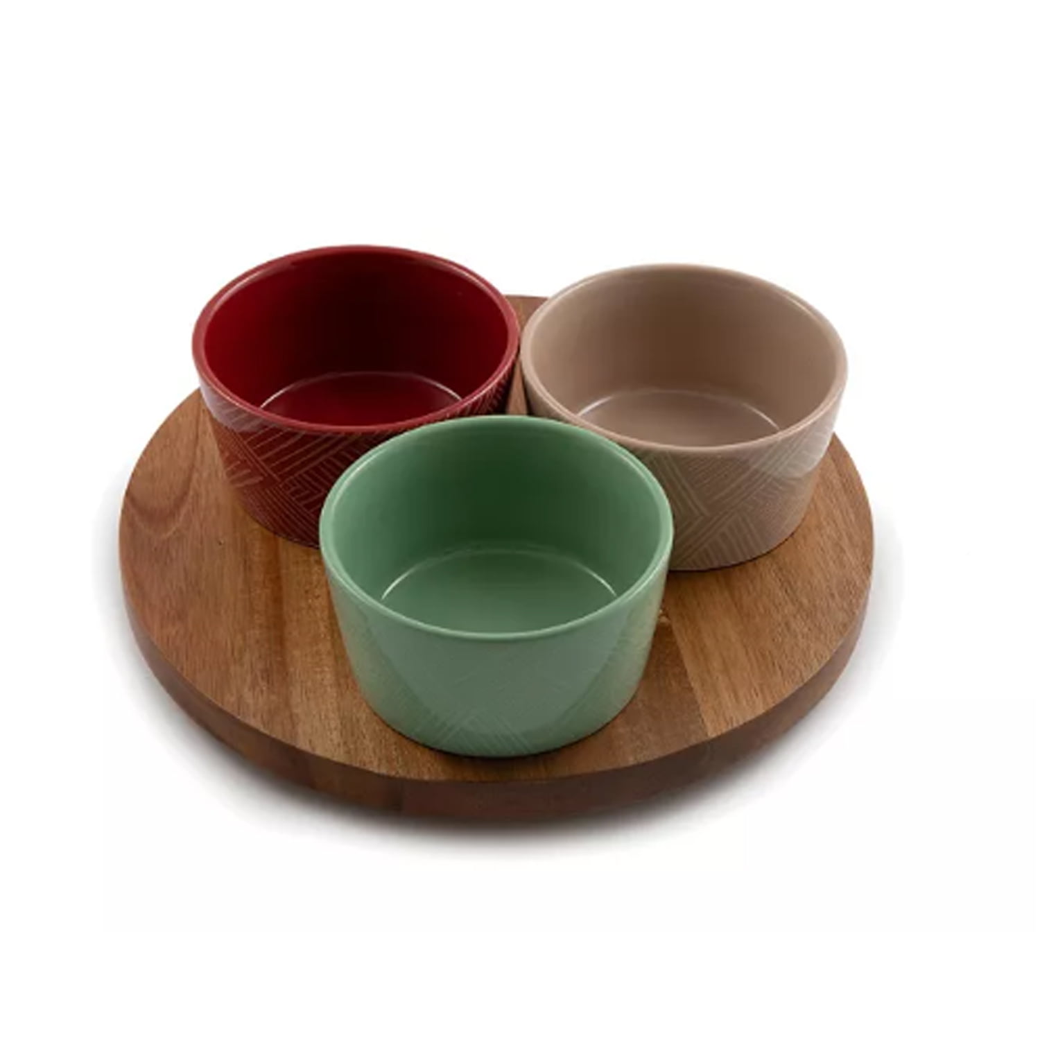 12" Acacia Wood Lazy Susan With 4 Removable Dividers - Rotating Serving Tray For Kitchen, Spices, Countertop