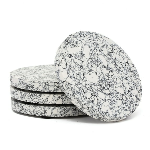 Thirstystone 4-Pack Black & White Round Resin Coasters 4.75" Round