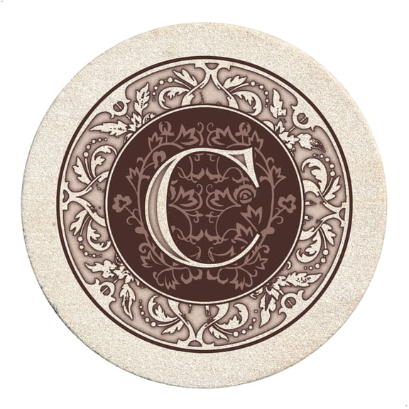 Thirstystone  Monogram Letter "C" 4 Pack Natural Sandstone Coaster