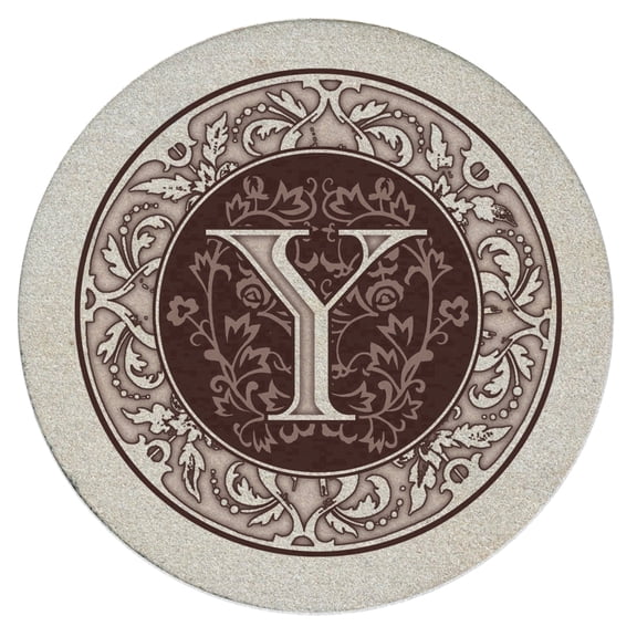 Thirstystone Monogram Letter Y Natural Round Sandstone Coaster 4-Pack