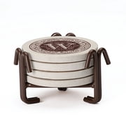 Thirstystone 4-Pack Monogram W Sandstone Coasters in iron Holder