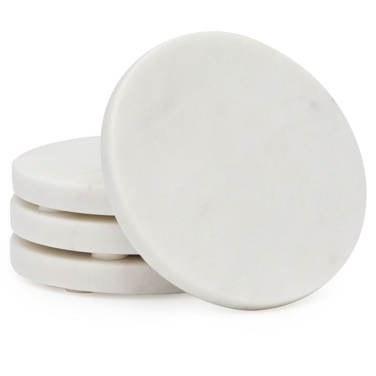 Thirstystone 4-Pack Natural White Marble Round Coasters 4.5 Diameter