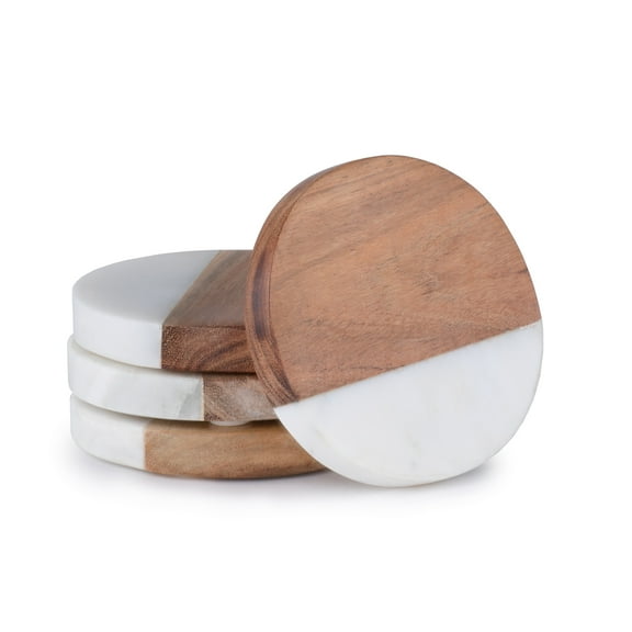 Thirstystone Acacia Wood Coasters with White Accents