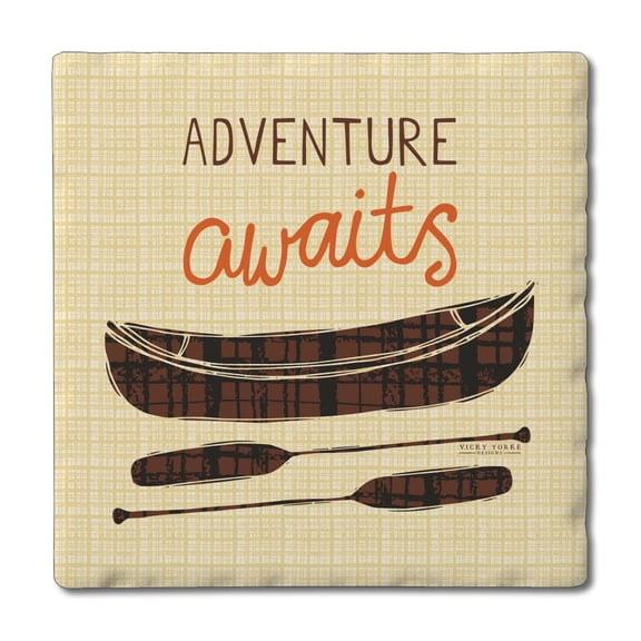 Thirstystone Adventure Awaits Single Tumbled Tile Stone Coaster Create Your Own Set