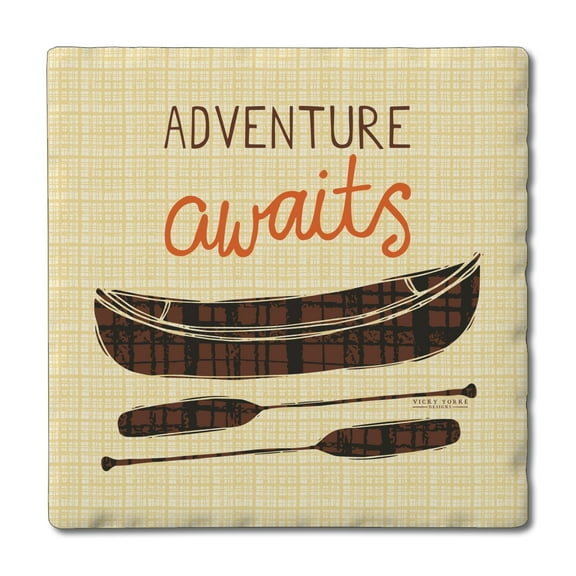 Thirstystone "Adventure Awaits" Single Tumbled Tile Stone Coaster