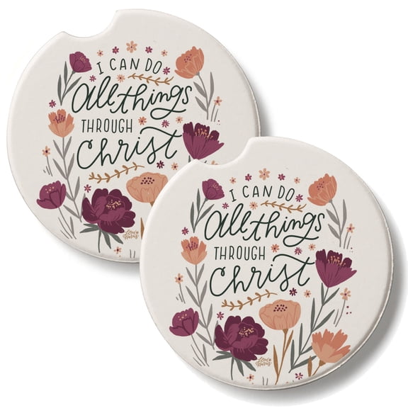 Thirstystone All Things Through Christ 2 Pack Absorbent Car Coasters