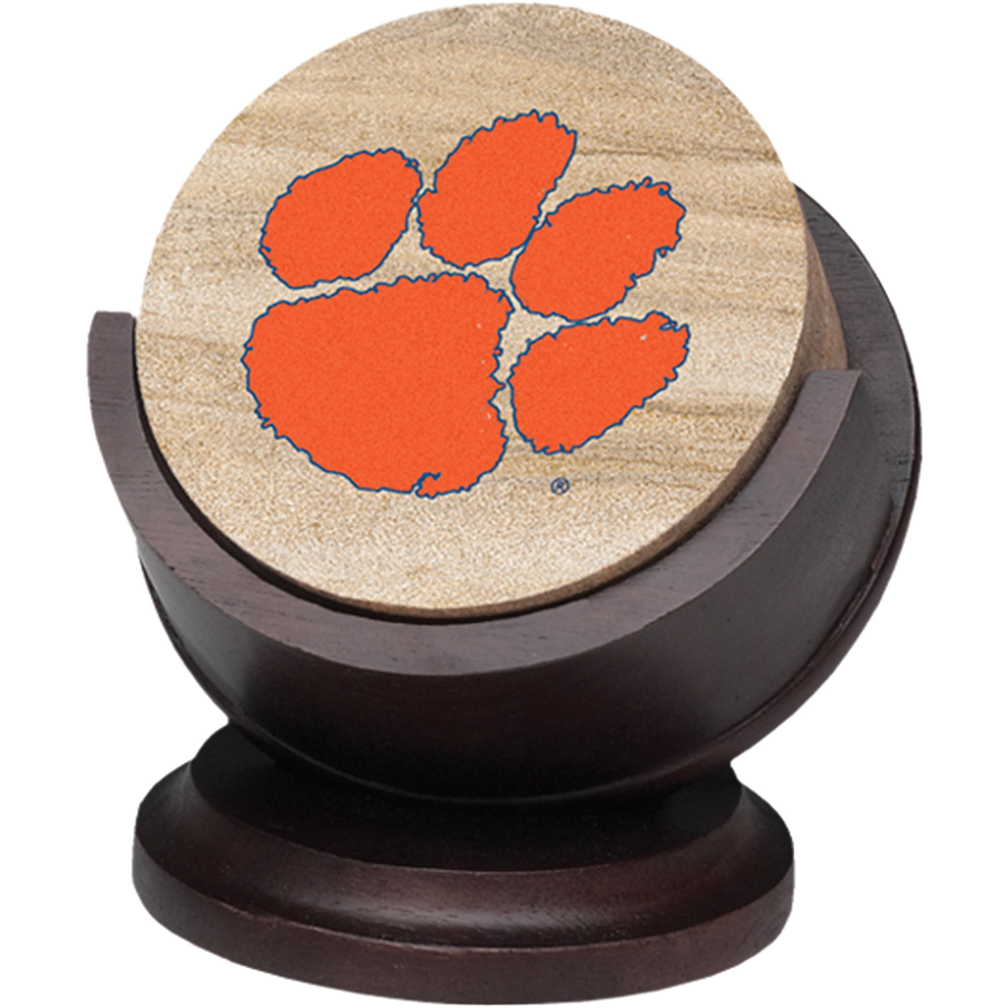 Dark Walnut Round Wooden Coaster Holder with Felt Bottom