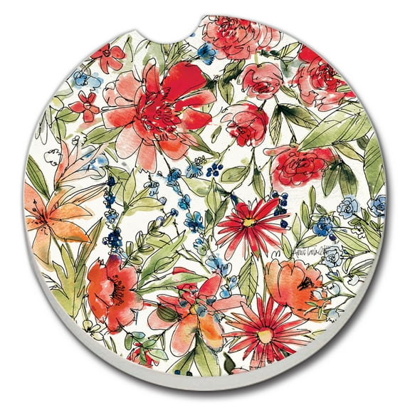 Thirstystone "Americana Mood Floral" Single Absorbent Stone Car Coaster