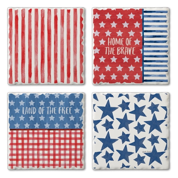 Thirstystone Americana Style 4-Pack Assorted Tumbled Tile Coasters