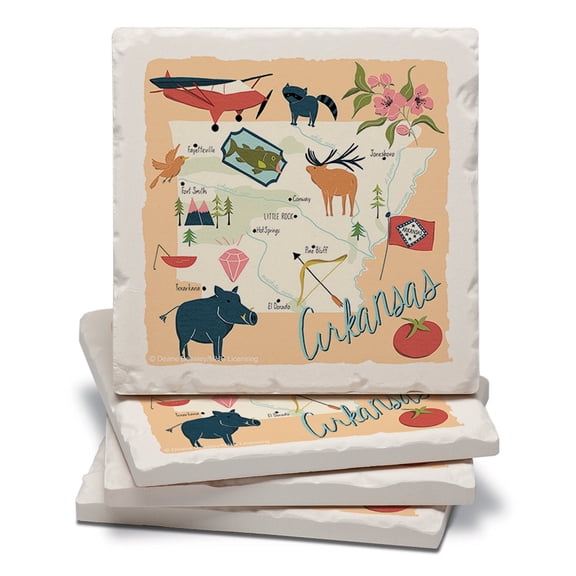 Thirstystone Arkansas Home Tumbled Tile Coaster Set 4 Pack