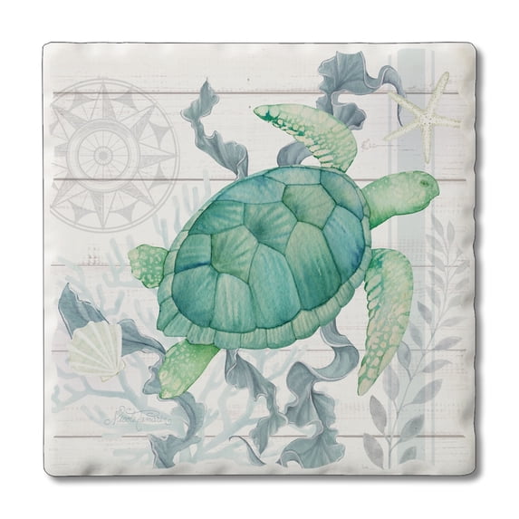 Thirstystone Beach Therapy Turtle Single Tumbled Tile Coaster Create Your Own Set