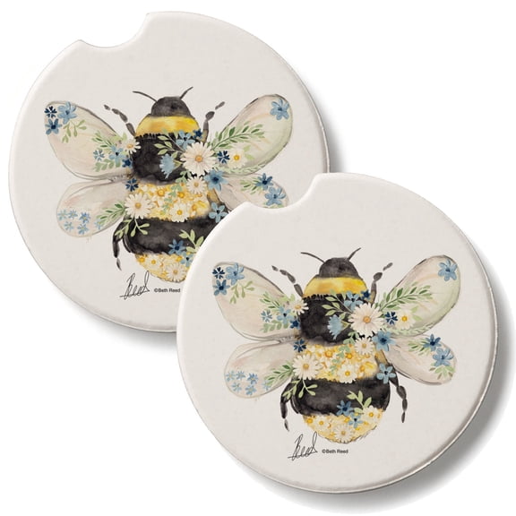 Thirstystone Beautiful Bee 2 Pack Absorbent Car Coasters