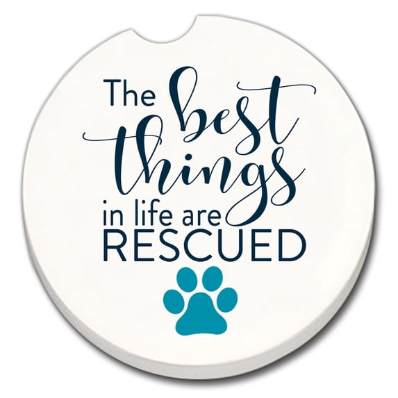 Thirstystone "Best Things Rescued" Single Absorbent Stone Car Coaster