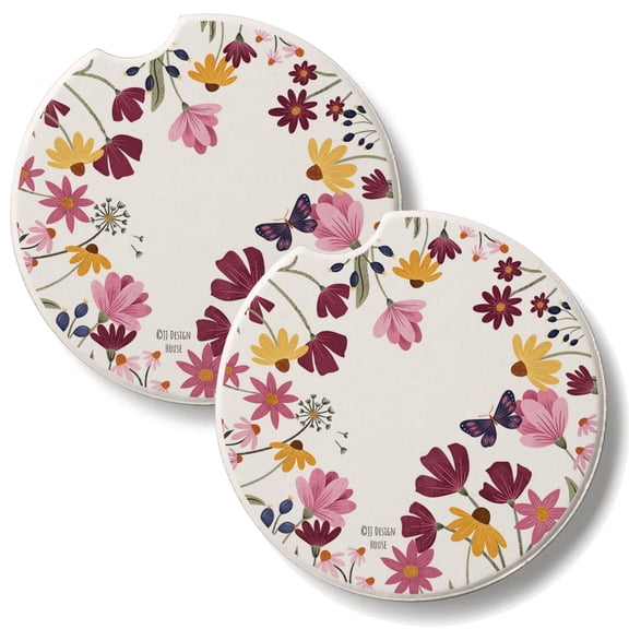 Thirstystone Blooming Border 2 Pack Absorbent Car Coasters