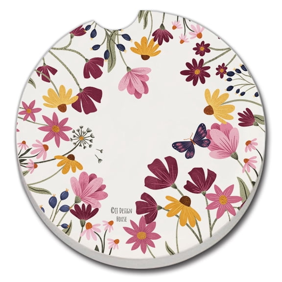 Thirstystone "Blooming Borders" Single Absorbent Stone Car Coaster