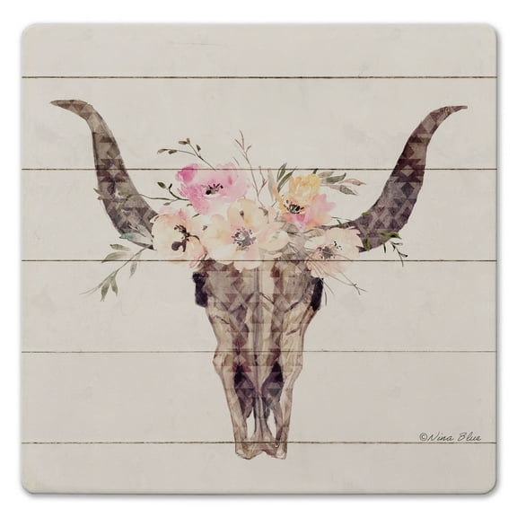 Thirstystone "Bohemian Skull" Decorative Cork Backed Stone Trivet 8" Square