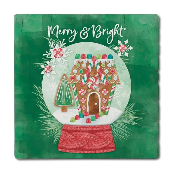 Thirstystone "Bright Snow Globe" Single Tumbled Tile Stone Coaster