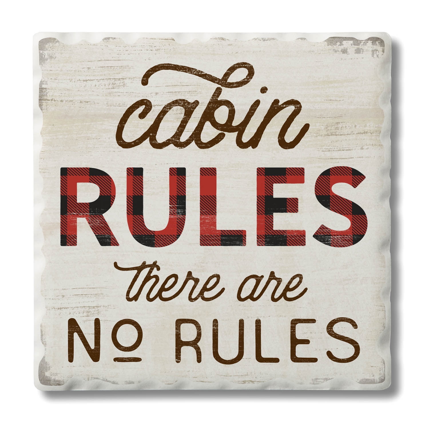 Thirstystone "Cabin Rules No Rules" Single Tumbled Tile Coaster