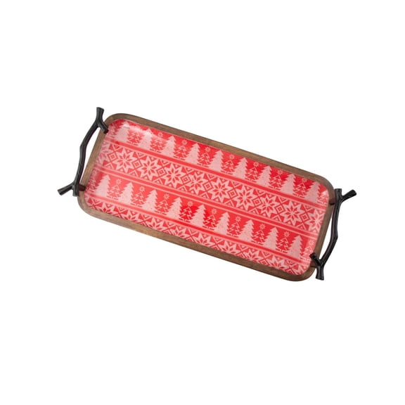 Thirstystone Chalet Wood Serving Tray with Metal Handles