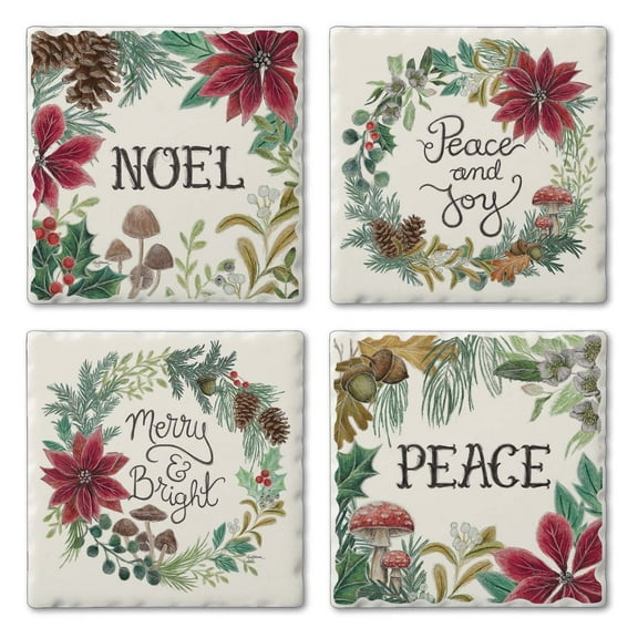 Thirstystone "Christmas Chalk" 4-Pack Tumbled Tile Coasters