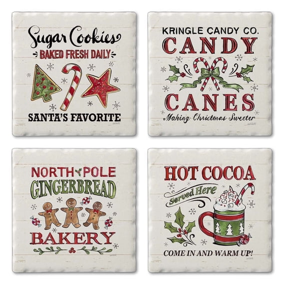 Thirstystone Christmas Treats 4-Pack Tumbled Tile Coasters