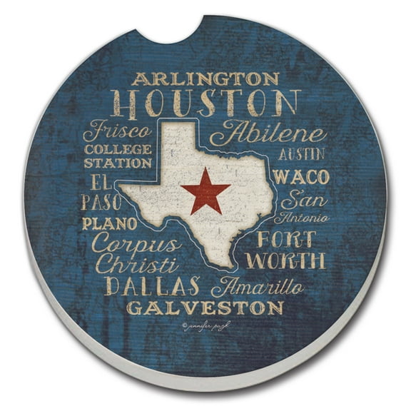 Thirstystone "Cities in Texas" Single Stone Car Coaster