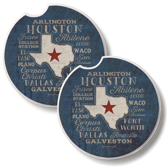 Thirstystone Cities of Texas 2 Pack Absorbent Car Coasters