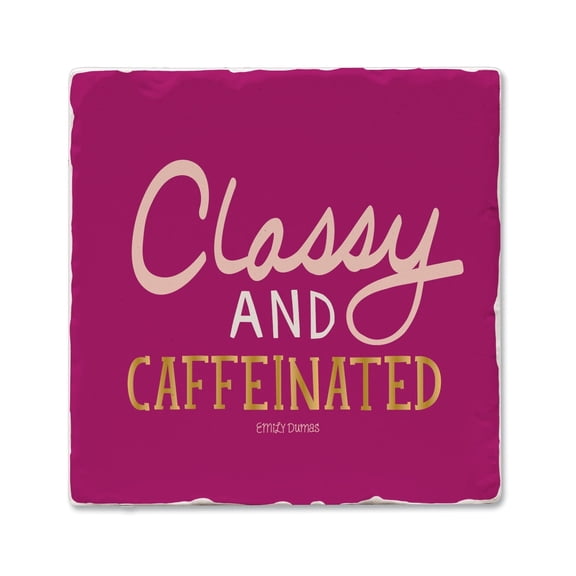 Thirstystone Classy & Caffeinated Single Tumbled Tile Stone Coaster Create Your Own Set