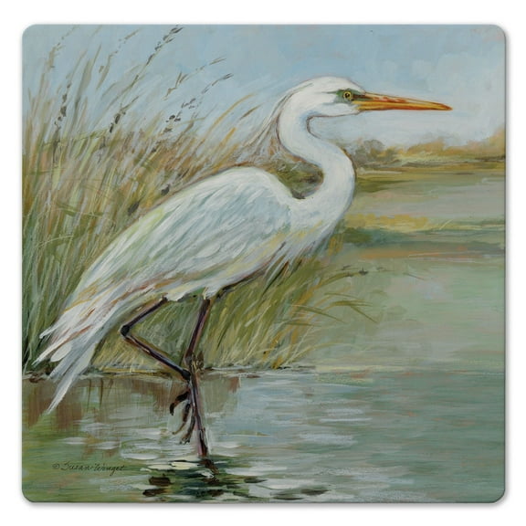 Thirstystone "Coastal Egret" Decorative Cork Backed Stone Trivet 8" Square