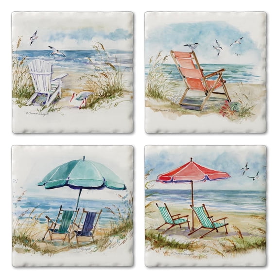 Thirstystone Coastal Moments 4-Pack Assorted Tumbled Tile Coasters