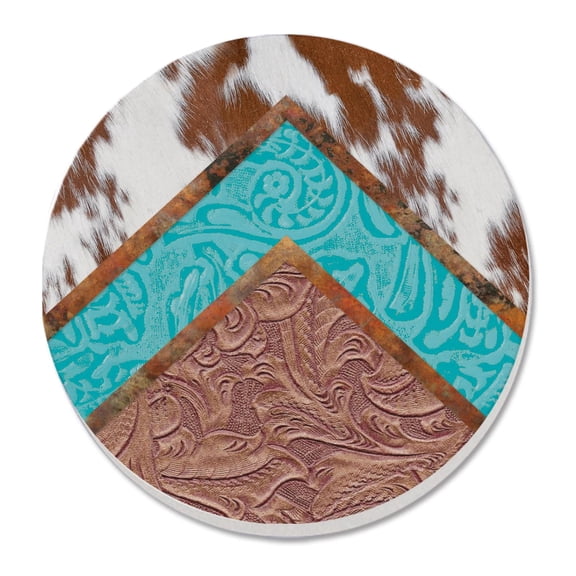 Thirstystone Cow Hide Single Round Stone Coaster Create Your Own Set