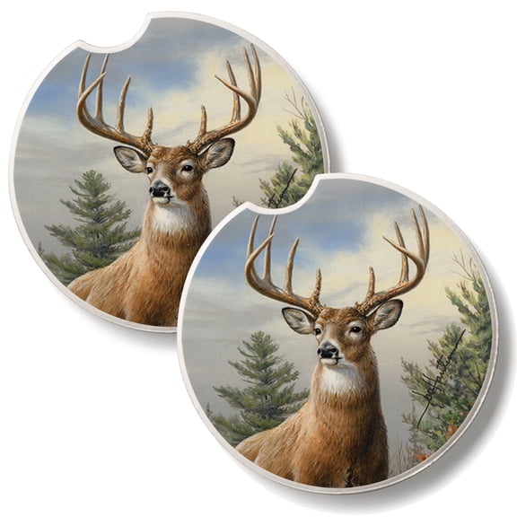 Thirstystone Deer In Morning Light 2 Pack Absorbent Car Coasters