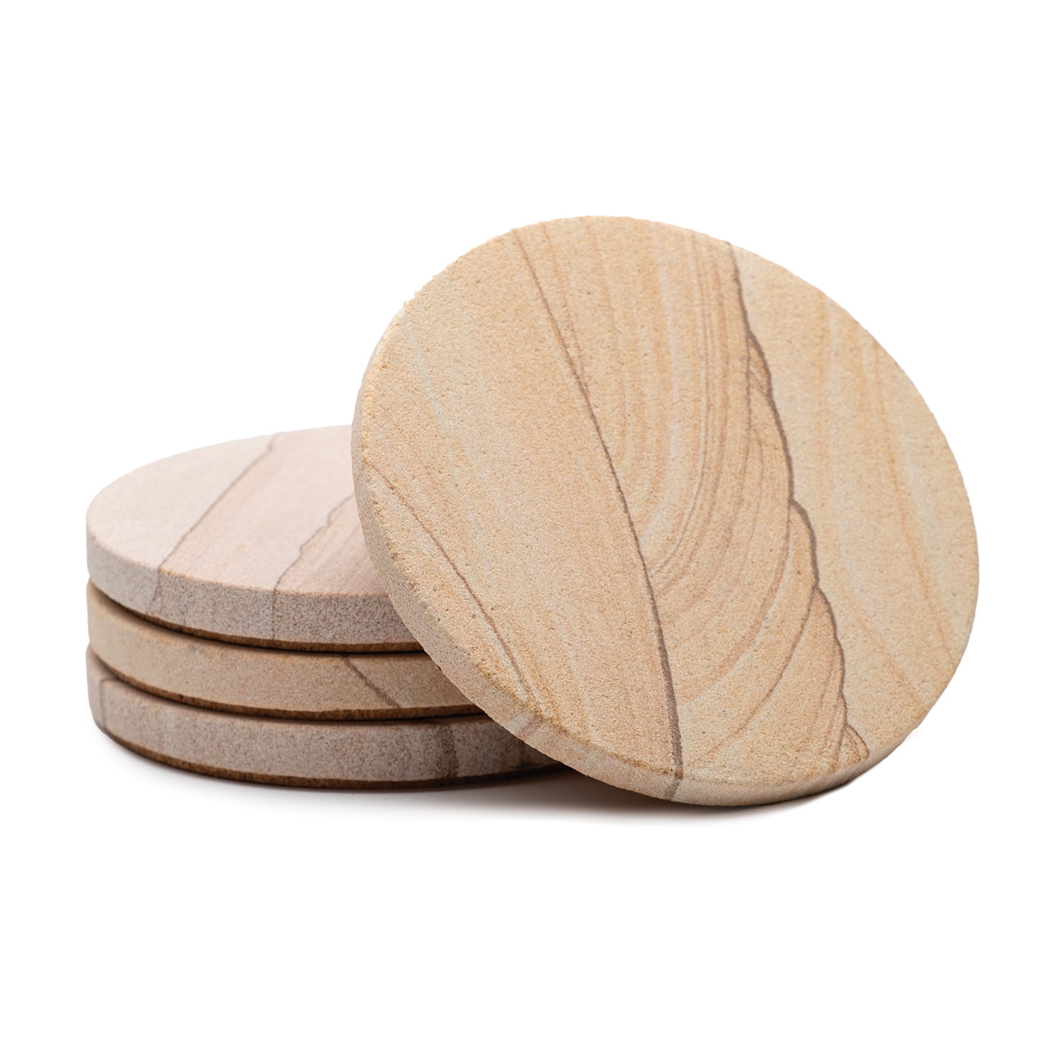 Thirstystone Drink Coasters Set, Natural Sandstone, 4-Pack