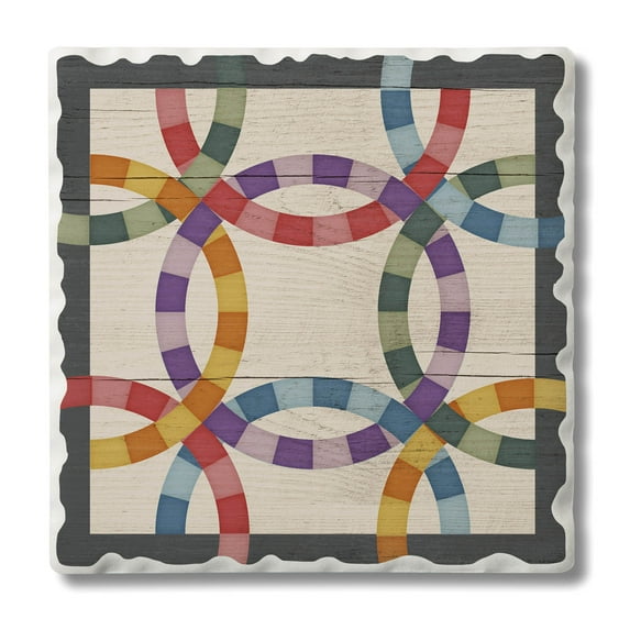 Thirstystone "Double Wedding Ring" Quilt Design Single Tumbled Tile Coaster